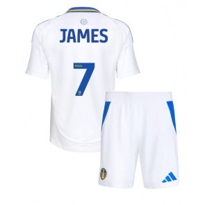 Leeds United Daniel James #7 Hemmakläder Barn 2024-25 Kortärmad (+ Korta byxor)